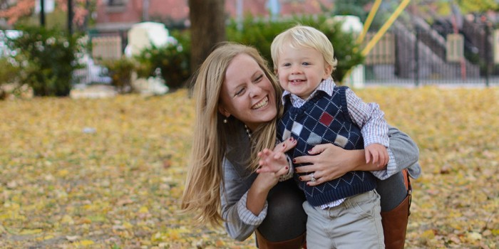 mom and son play in jersey city
